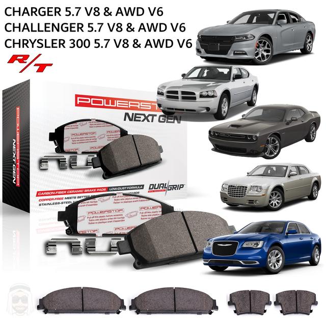 Dodge V8 RT 5.7L & V6 AWD Charger Challenger Chrysler 300 (2005 to 2023) - Carbon Fiber Ceramic Brake Pads by PowerStop NextGen - SW1hZ2U6MzA1MzcyMQ==