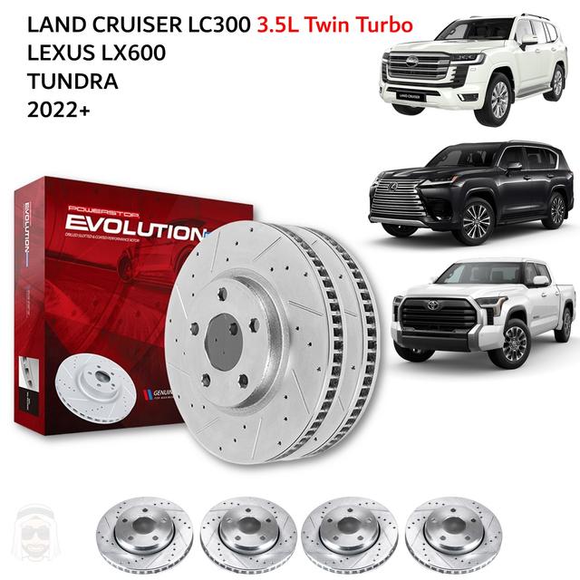 Toyota Land Cruiser Tundra Lexus LX600 (2022 and above) - Drilled and Slotted Brake Disc Rotors by PowerStop Evolution (3.5L VXR GR) - SW1hZ2U6MzIwMzUxOA==