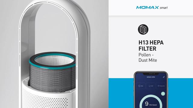 جهاز تنقية الهواء المنزلي والتعقيم الذكي ايوت الترا موماكس Momax smart iot ultra air uv sanitizing fan - SW1hZ2U6MTQ1ODMxMQ==