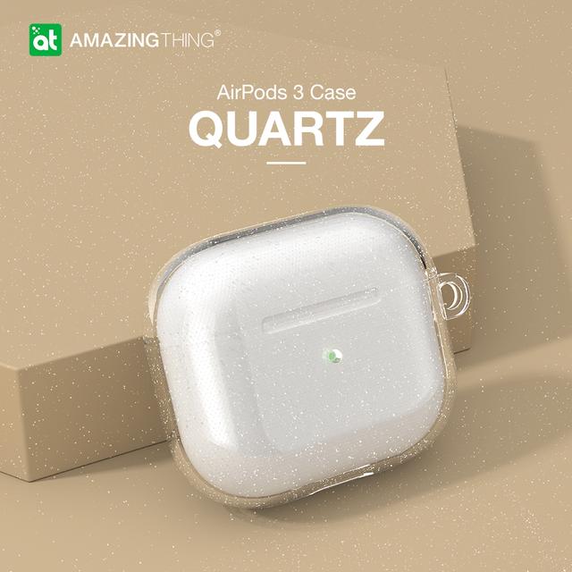 جراب سماعات ابل ايربودز 2021 المضادة للميكروبات من أميزنغ ثينغ لون فصي لامع At anti microbial quartz airpods case 2021