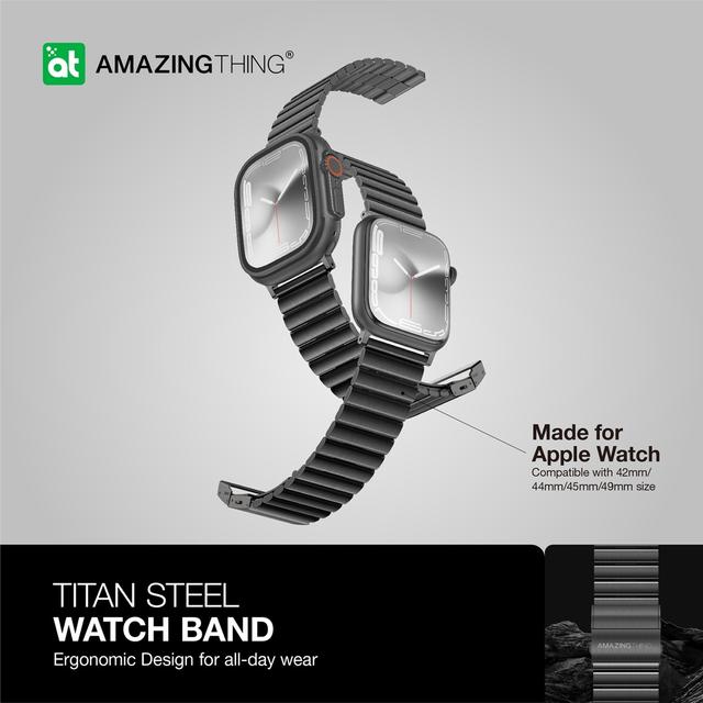 At titan stainless steel band for apple watch 49/45/44/42mm black - SW1hZ2U6MTQ2Mjk1MA==