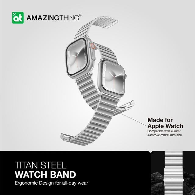 At Titan Stainless Steel Band For Apple Watch 49/45/44/42mm Silver - SW1hZ2U6MTQ2MjkzNw==