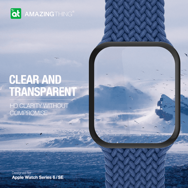 شاشة حماية ساعة ابل 44 مم زجاجية سيريس 6 و5 و4 من أميزنغ ثينغ لون أسود At apple watch 44m