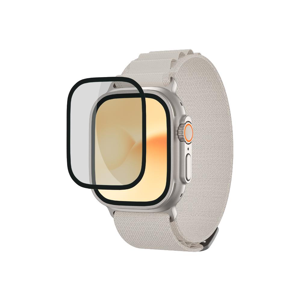 شاشة حماية زجاجية مع اطار معدني تيتانيوم  لساعة ابل الترا 49 مم من أميزنغ ثينغ At apple watch series ultra metal full glass impact shield 49mm metal full glass