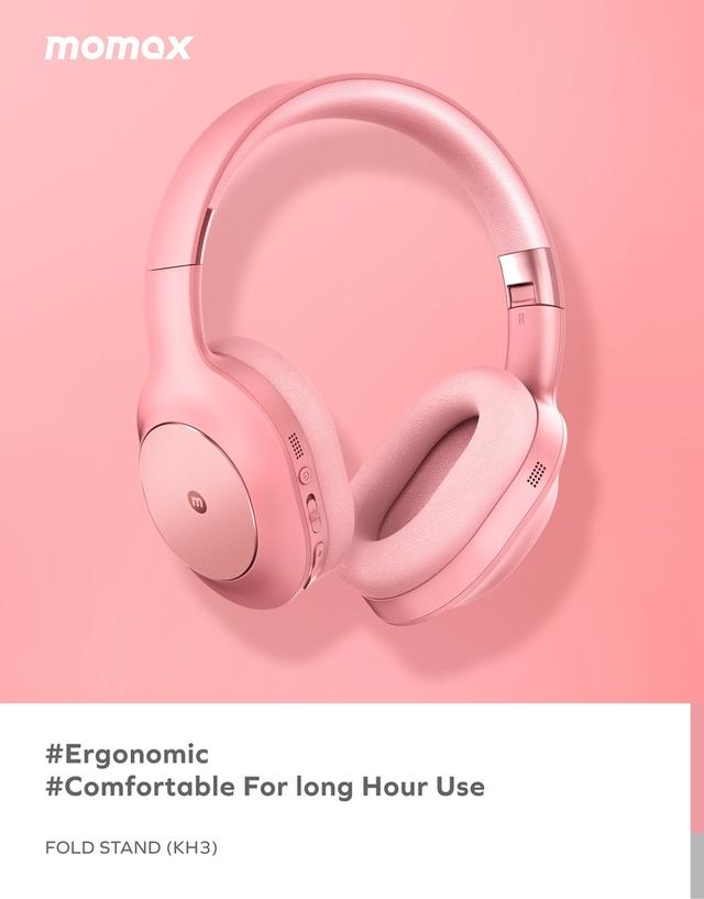 Momax spark max wireless over ear headphones pink