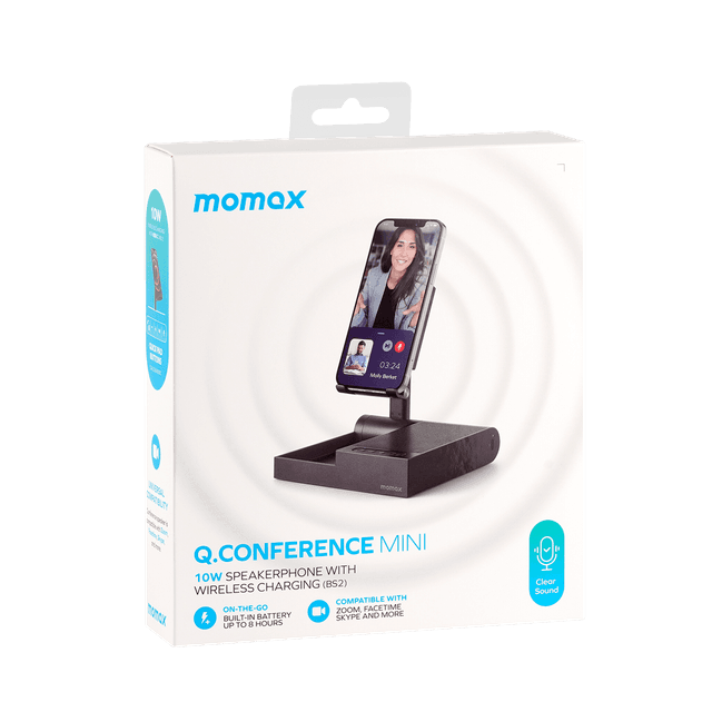 مكبر صوت مع شاحن لاسلكي كيو كونفيرينس ميني من موماكس لون أسود Momax q.conference mini speakerphone with wireless charging - SW1hZ2U6MTQ1OTY1OA==