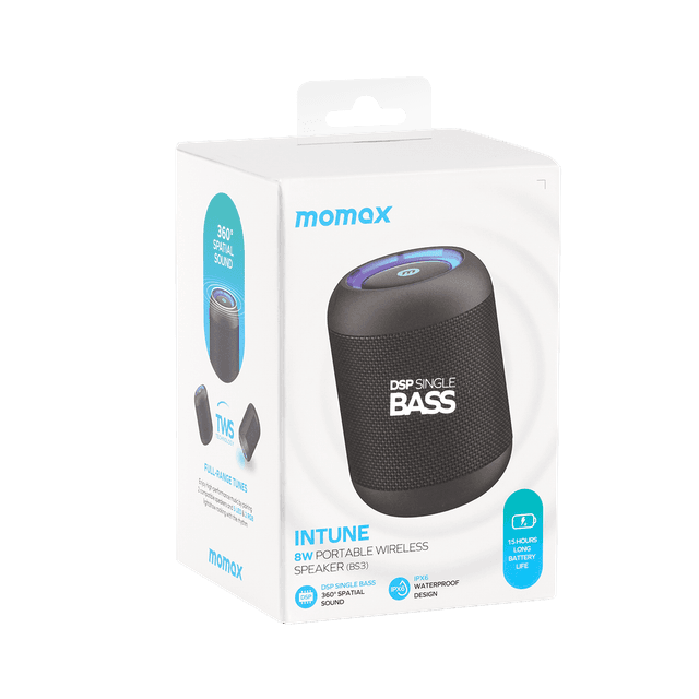 مكبر صوت بلوتوث لاسلكي من موماكس لون أسود Momax intune bluetooth wireless speaker