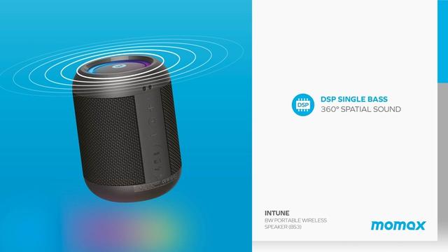 مكبر صوت بلوتوث لاسلكي من موماكس لون أسود Momax intune bluetooth wireless speaker