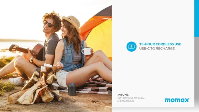 مكبر صوت بلوتوث لاسلكي من موماكس لون أسود Momax intune bluetooth wireless speaker