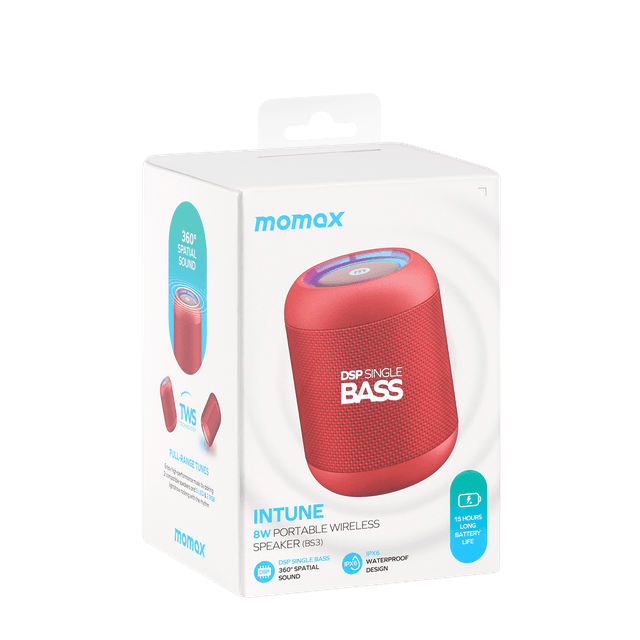 مكبر صوت بلوتوث لاسلكي اينتيون من موماكس لون أحمر Momax intune bluetooth wireless speaker - SW1hZ2U6MTQ2MzAzNQ==