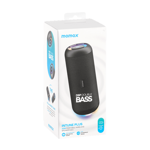 مكبر صوت بلوتوث لاسلكي اينتيون بلاس من موماكس لون أسود Momax intune plus bluetooth wireless speaker - SW1hZ2U6MTQ2MzE2Ng==