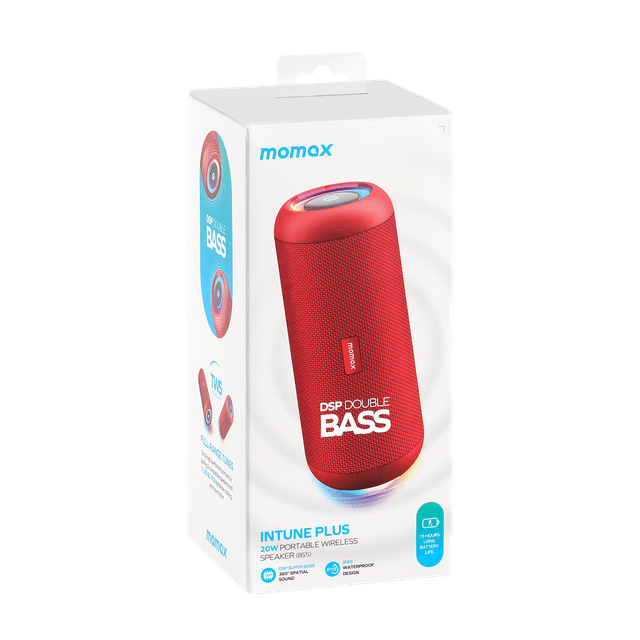 مكبر صوت بلوتوث لاسلكي اينتيون بلاس من موماكس لون أحمر Momax intune plus bluetooth wireless speaker - SW1hZ2U6MTQ2MjA1OQ==