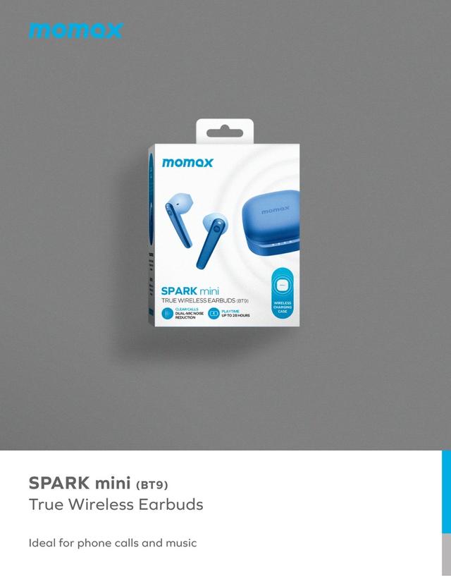 ايربودز سبارك ميني ترو من موماكس لون أزرق Momax spark mini true wireless bluetooth earbuds - SW1hZ2U6MTQ2MTE1Mg==
