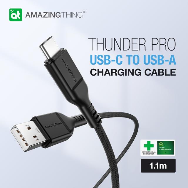 كيبل تايب سي الى يو اس بي آي شحن سريع 2.1 متر ثاندر برو من أميزنغ ثينغ لون أسود At thunder pro usb c to usb a cable - SW1hZ2U6MTQ1ODg1OA==