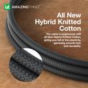 كيبل تايب سي الى تايب سي شحن سريع 140 وات 5 أمبير 1.8 متر ثاندر برو من أميزنغ ثينغ لون أسود At thunder pro usb c to usb c