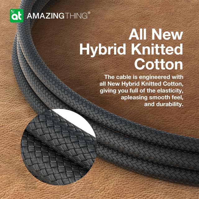 كيبل تايب سي الى تايب سي شحن سريع 140 وات 5 أمبير 1.8 متر ثاندر برو من أميزنغ ثينغ لون أسود At thunder pro usb c to usb c