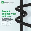 كيبل تايب سي الى تايب سي شحن سريع 140 وات 5 أمبير 1.8 متر ثاندر برو من أميزنغ ثينغ لون أسود At thunder pro usb c to usb c