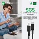 كيبل تايب سي الى تايب سي شحن سريع 140 وات 5 أمبير 1.8 متر ثاندر برو من أميزنغ ثينغ لون أسود At thunder pro usb c to usb c