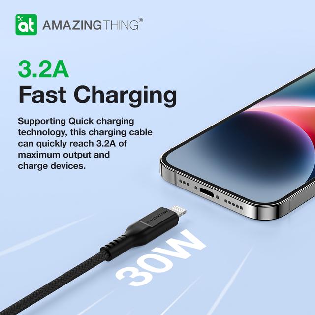 At thunder pro usb-c to lightning 3.2a 30w 1.1m cable black - SW1hZ2U6MTQ2MDc0NA==