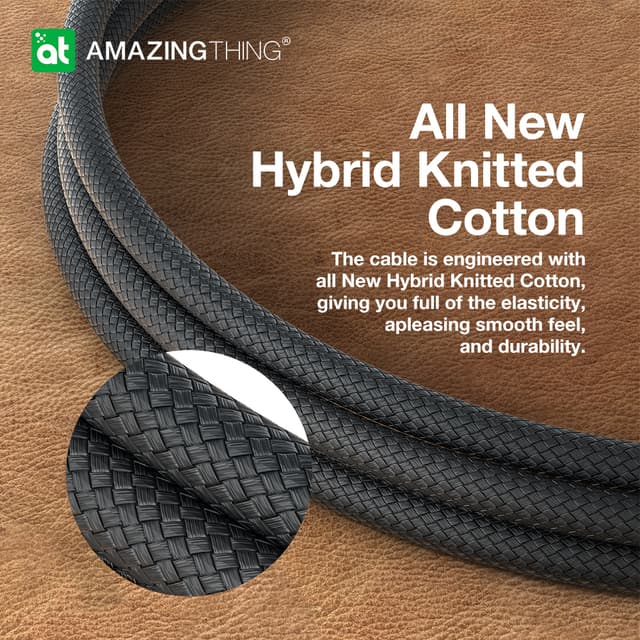 سلك شاحن ايفون لايتنينغ من يو اس بي سي ثاندر برو 3.2 أمبير 30 وات 1.1 متر لون أسود من أميزنغ ثينغ At thunder pro usb c to lightning