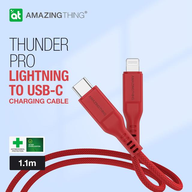 At thunder pro usb-c to lightning 3.2a 30w 1.1m cable red - SW1hZ2U6MTQ2MDE0OQ==