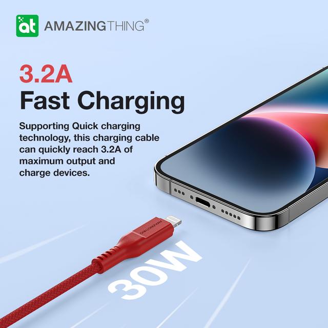 At thunder pro usb-c to lightning 3.2a 30w 1.1m cable red - SW1hZ2U6MTQ2MDE1Mw==