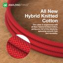 سلك شاحن ايفون لايتنينغ من يو اس بي سي ثاندر برو 3.2 أمبير 30 وات 1.1 متر لون أحمر من أميزنغ ثينغ At thunder pro usb c to lightning