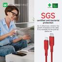 سلك شاحن ايفون لايتنينغ من يو اس بي سي ثاندر برو 3.2 أمبير 30 وات 1.1 متر لون أحمر من أميزنغ ثينغ At thunder pro usb c to lightning