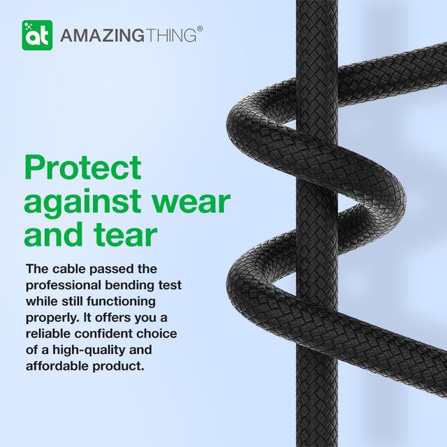 سلك شاحن ايفون لايتنينغ من يو اس بي سي ثاندر برو 3.2 أمبير 30 وات 2.1 متر من أميزنغ ثينغ لون أسود At thunder pro usb c to lightning