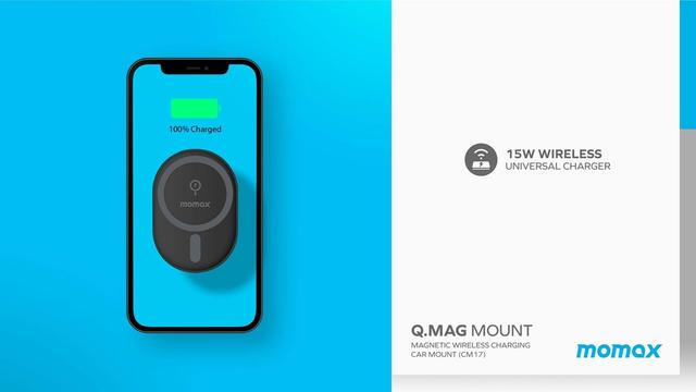 شاحن جوال للسيارة ستاند مغناطيسي جي ماغ مونت من موماكس لون أسود Momax q. Mag mount magnetic wireless charging car