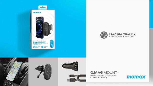 شاحن جوال للسيارة ستاند مغناطيسي جي ماغ مونت من موماكس لون أسود Momax q. Mag mount magnetic wireless charging car
