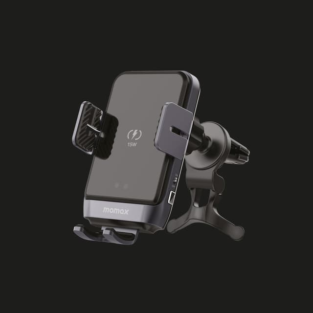 Momax rotating 15w qc 3 wireleess car mount black