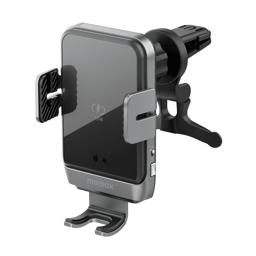 شاحن سيارة لاسلكي 15 وات كيو سي 3 من موماكس لون أسود Momax rotating 15w qc 3 wireleess car mount black