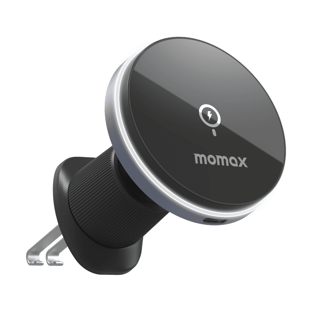 شاحن جوال للسيارة ستاند مغناطيسي جي ماغ مونت 5 15 وات من موماكس لون أسود Momax q.mag mount 5 15w magnetic wireless charging car mount