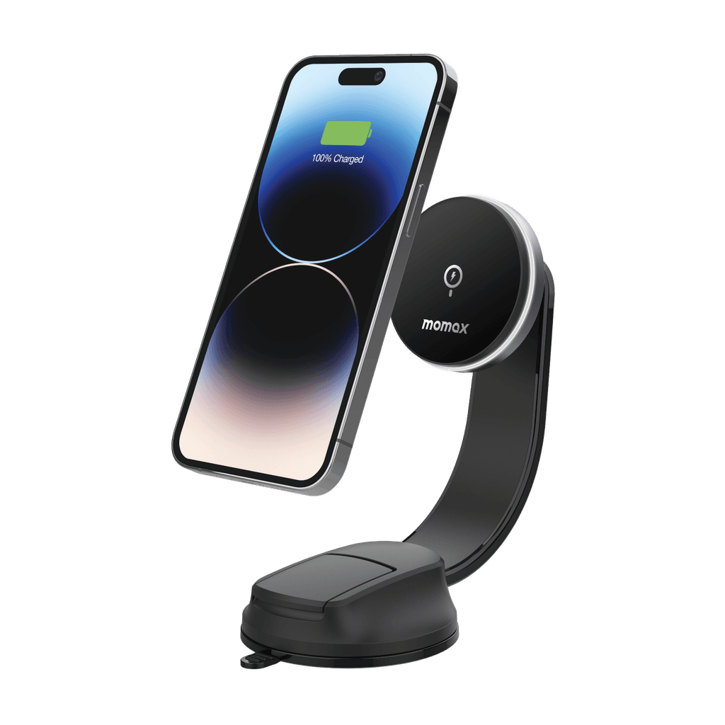 Momax q.mag mount 5 15w magnetic wireless charging car mount (suction cup mount) black