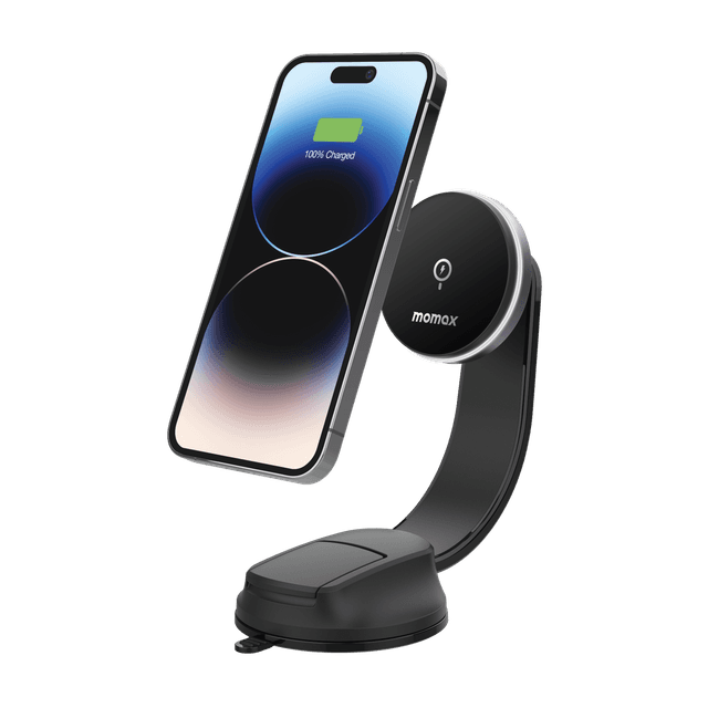Momax q.mag mount 5 15w magnetic wireless charging car mount (suction cup mount) black