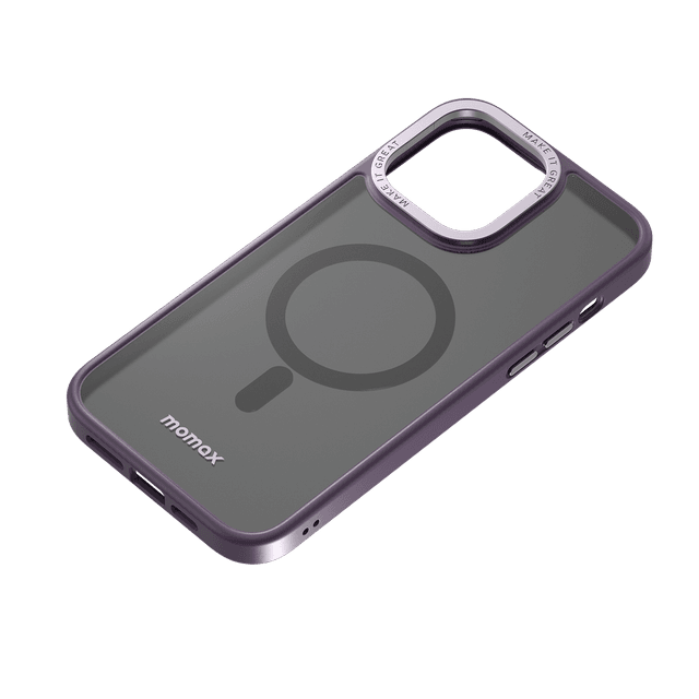 كفر جوال ايفون 14 برو ماكس 6.7 بوصة هايبرد مغناطيسي ماغ سيف لون أسود وحواف بنفسجية من موماكس Momax iphone 14 pro max hybrid magnetic case