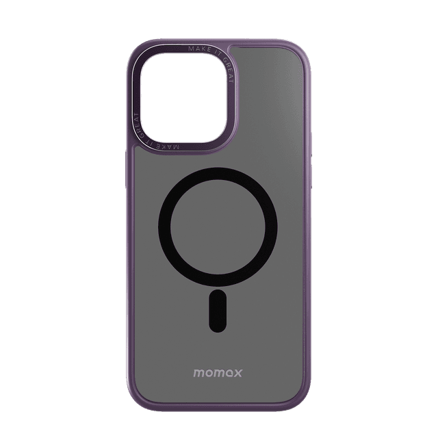 كفر جوال ايفون 14 برو ماكس 6.7 بوصة هايبرد مغناطيسي ماغ سيف لون أسود وحواف بنفسجية من موماكس Momax iphone 14 pro max hybrid magnetic case