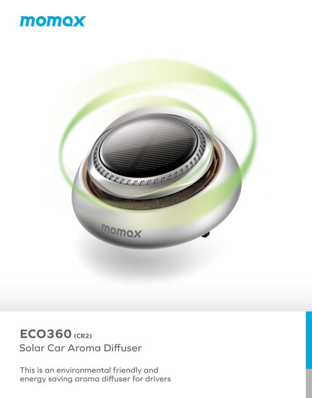 فواحة سيارة ايكو 360 تعمل بالطاقة الشمسية لون فضي من موماكس Momax eco360 solar car aroma diffuser - SW1hZ2U6MTQ2MjAwMw==