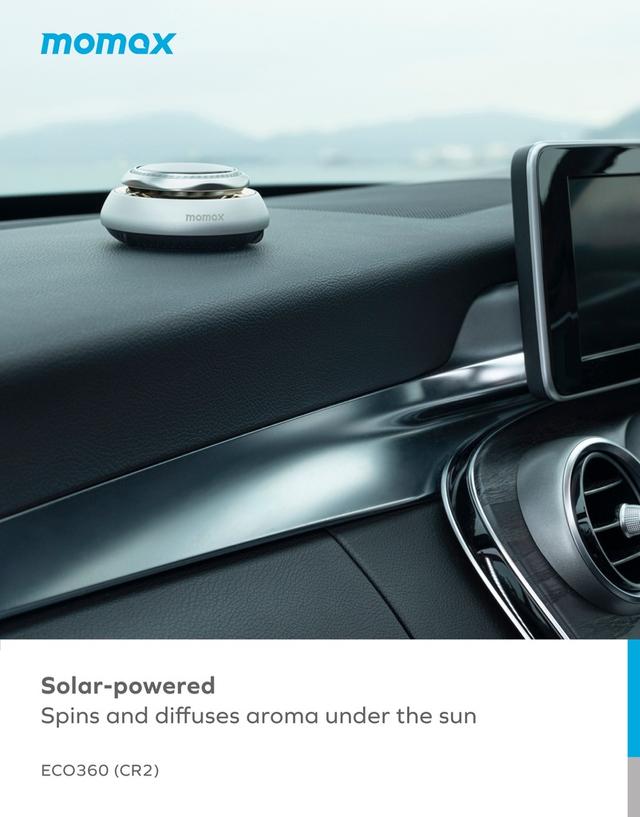 فواحة سيارة ايكو 360 تعمل بالطاقة الشمسية لون فضي من موماكس Momax eco360 solar car aroma diffuser - SW1hZ2U6MTQ2MjAwNQ==