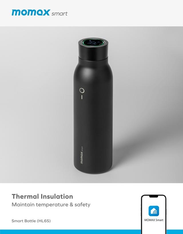 Momax smart bottle iot thermal drinkware black - SW1hZ2U6MTQ2MTk4OA==