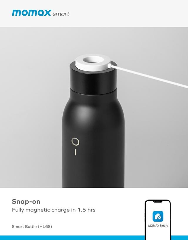 Momax smart bottle iot thermal drinkware black - SW1hZ2U6MTQ2MTk5OA==