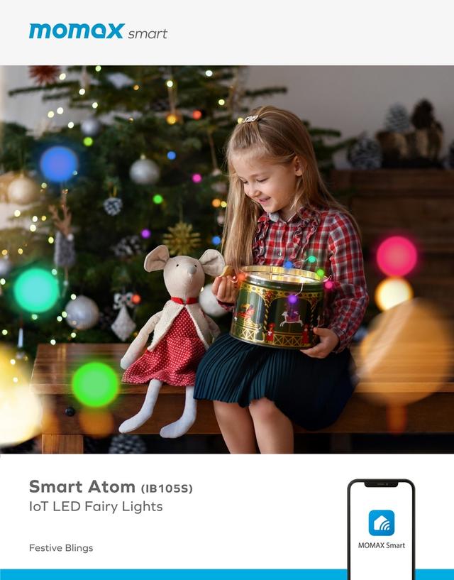 شريط اضاءة ليد لمبات كروية للديكور اضاءة آر جي بي من موماكس Momax smart atom iot rgb led fairy lights white - SW1hZ2U6MTQ2MTYzMg==