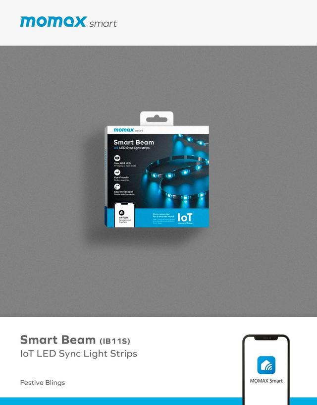 شريط ليد ذكي اضاءة متزامنة من ايوت موماكس Momax smart beam iot led sync light strips - SW1hZ2U6MTQ2MjAzMA==