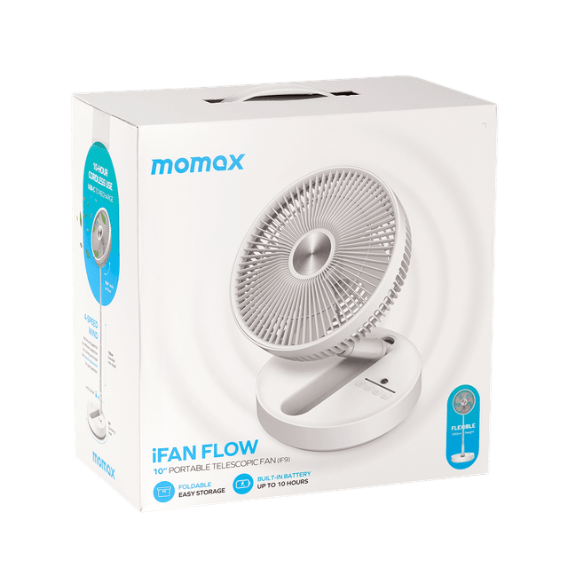 مروحة قابلة للطي متنقلة 10 انش ايفان فلو من موماكس لون أبيض Momax ifan flow portable telescopic fan - SW1hZ2U6MTQ2MzA2MA==