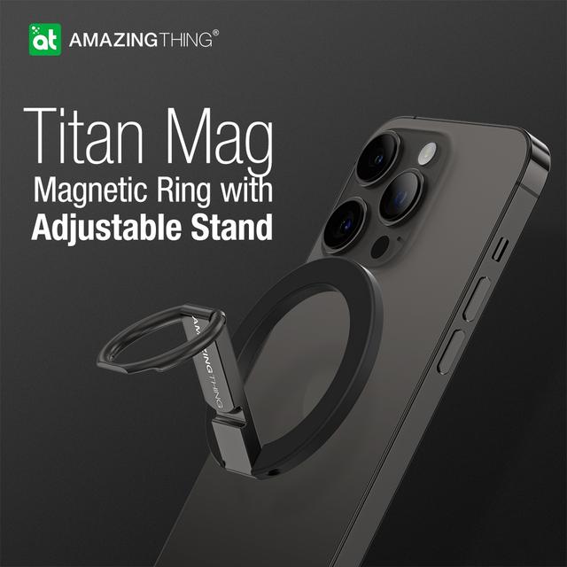 مسكة جوال مغناطيس حلقي متوافق مع ماغ سيف تيتان من أميزنغ ثينغ لون أسود At titan magnetic phone ring - SW1hZ2U6MTQ1OTYyMA==