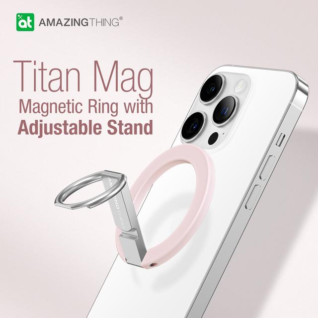 مسكة جوال مغناطيس حلقي متوافق مع ماغ سيف تيتان من أميزنغ ثينغ لون وردي At titan magnetic phone ring - SW1hZ2U6MTQ1OTExMg==