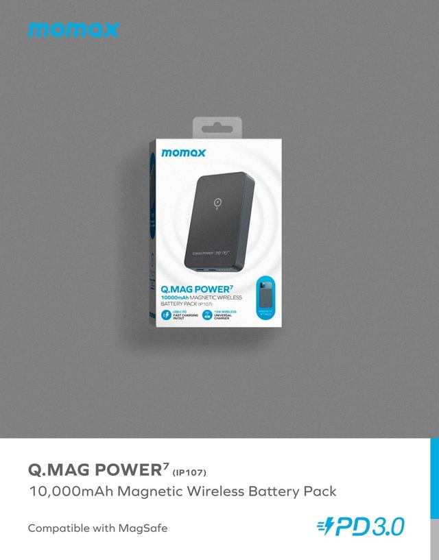 Momax q.mag power7 10000mah magsafe wireless power bank light blue - SW1hZ2U6MTQ1ODIwOA==