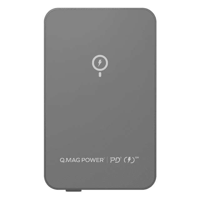 شاحن متنقل لاسلكي 10000 ميلي أمبير متوافق مع ماغ سيف كيو ماغ باور 7 من موماكس لون رمادي Momax magsafe wireless power bank