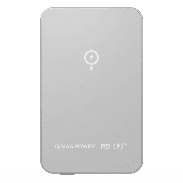 شاحن متنقل لاسلكي 10000 ميلي أمبير متوافق مع ماغ سيف كيو ماغ باور 7 من موماكس لون فضي Momax  magsafe wireless power bank - 298092